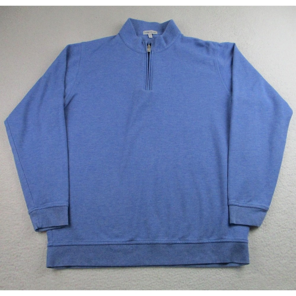 Peter Millar Sweater Mens 2XL Blue Heather Quarter Zip Pullover Mock Neck Golf